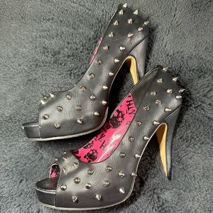 Beautiful black studded 4.5 inch heels. Brand is Abbey Dawn, size US 9.